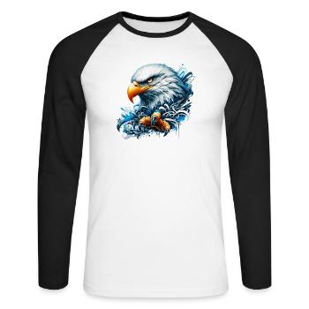 Aigle - T-shirt baseball manches longues Homme - blanc/noir - Devant - Nik (191cm)