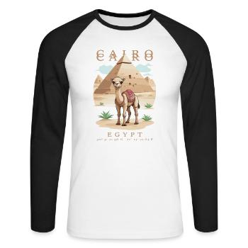 Le Caire, Égypte - T-shirt baseball manches longues Homme - blanc/noir - Devant - Nik (191cm)
