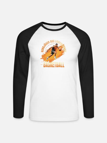 Basketball: Korbjäger aus Leidenschaft - Unisex Baseballshirt langarm - Weiß/Schwarz