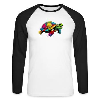 Turtle - Unisex Long Sleeve Baseball T-Shirt - white/black - Front - Nik (191cm)