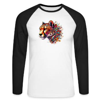 Gepard - Unisex Baseballshirt langarm - Weiß/Schwarz - Vorne - Nik (191cm)