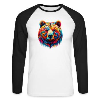 Ours - T-shirt baseball manches longues Homme - blanc/noir - Devant - Nik (191cm)