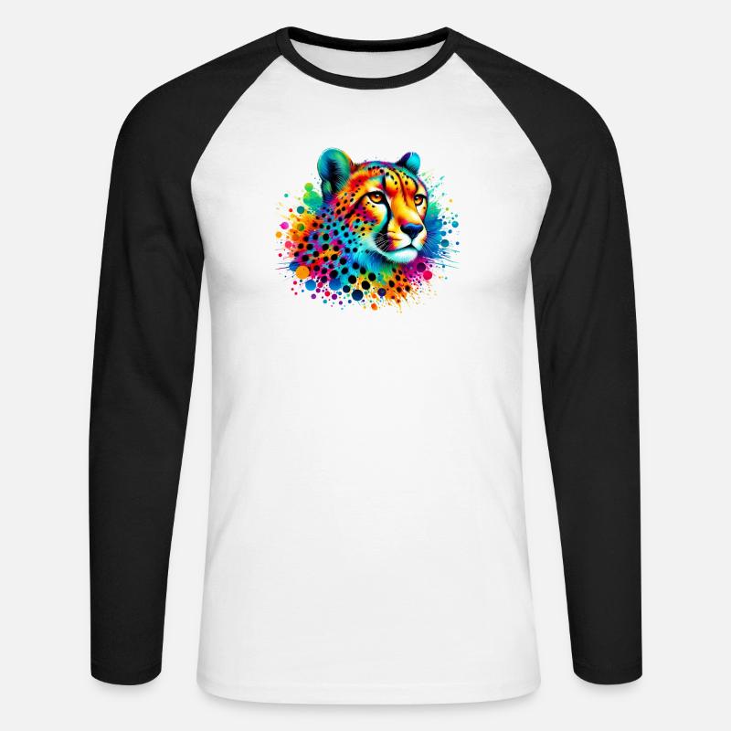 Gepard - Unisex Baseballshirt langarm - Weiß/Schwarz