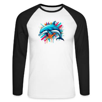 Dolphin - Unisex Long Sleeve Baseball T-Shirt - white/black - Front - Nik (191cm)