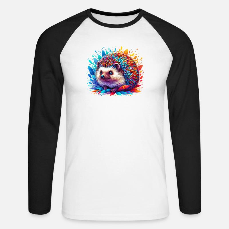 Igel - Unisex Baseballshirt langarm - Weiß/Schwarz