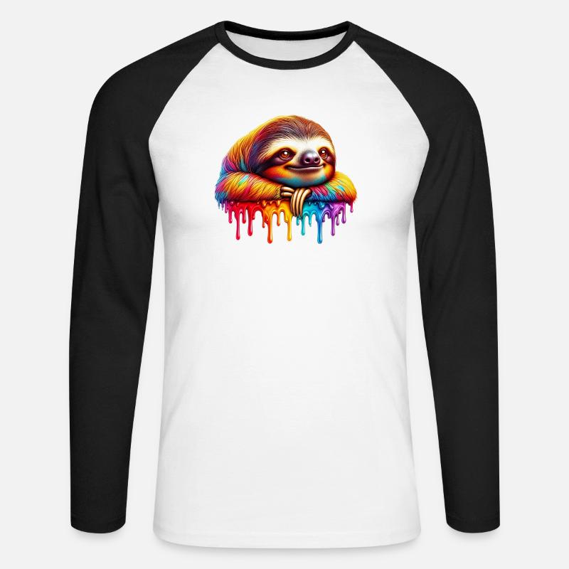 Faultier - Unisex Baseballshirt langarm - Weiß/Schwarz