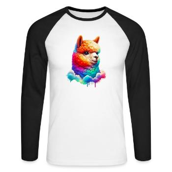Alpaca - Unisex Long Sleeve Baseball T-Shirt - white/black - Front - Nik (191cm)