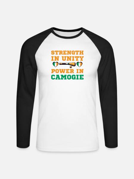 Strength in unity, power in Camogie - Unisex Long Sleeve Baseball T-Shirt - white/black