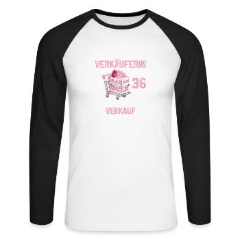 Verkäuferin 36 Geburtstag Verkaufen Beruf Spruch - Unisex Baseballshirt langarm - Weiß/Schwarz - Vorne - Nik (191cm)