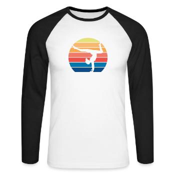 Gymnaste Gymnastique Club de gymnastique Gymnastique Gymnastique - T-shirt baseball manches longues Homme - blanc/noir - Devant - Nik (191cm)