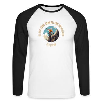 In der Höhe dem Alltag entfliehen - Unisex Baseballshirt langarm - Weiß/Schwarz - Vorne - Nik (191cm)