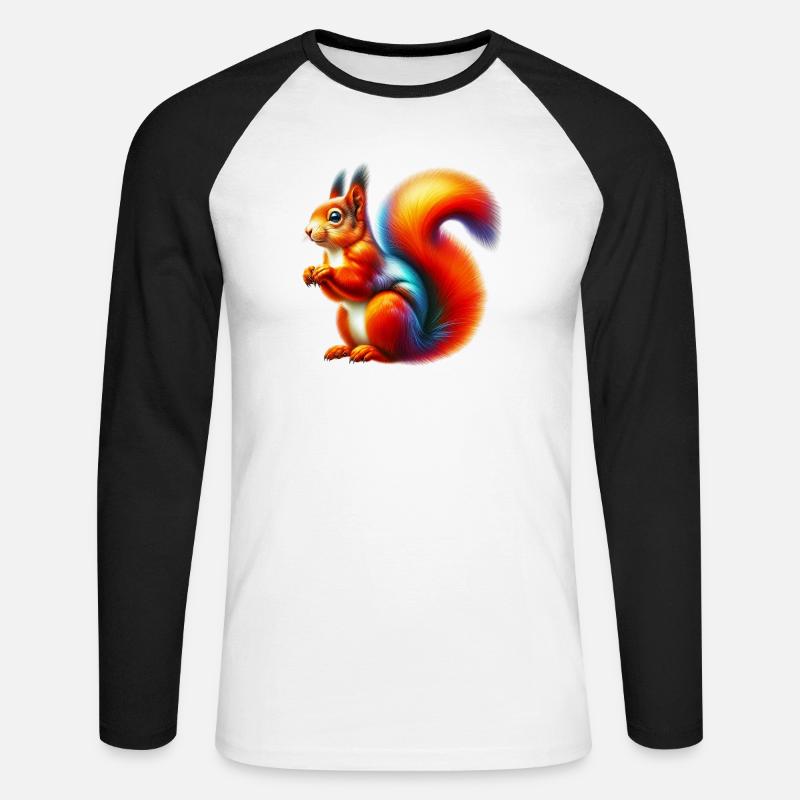 Eichhörnchen - Unisex Baseballshirt langarm - Weiß/Schwarz