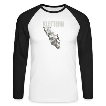 Klettern - Unisex Baseballshirt langarm - Weiß/Schwarz - Vorne - Nik (191cm)