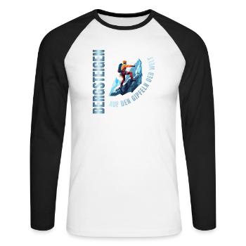 Auf den Gipfeln der Welt - Unisex Baseballshirt langarm - Weiß/Schwarz - Vorne - Nik (191cm)