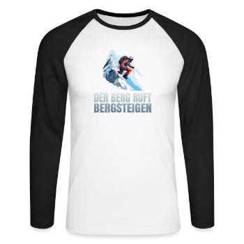 Der Berg ruft - Unisex Baseballshirt langarm - Weiß/Schwarz - Vorne - Nik (191cm)