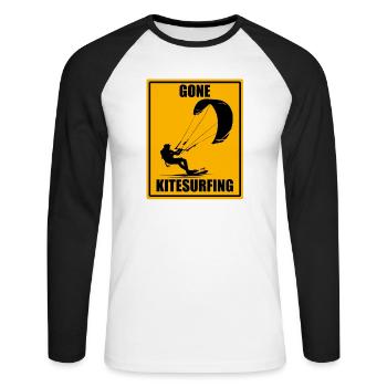 Gone Kitesurfing Vintage Kiteboarding Design Chemise - T-shirt baseball manches longues Homme - blanc/noir - Devant - Nik (191cm)