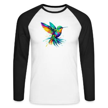 Kolibri - Unisex Baseballshirt langarm - Weiß/Schwarz - Vorne - Nik (191cm)