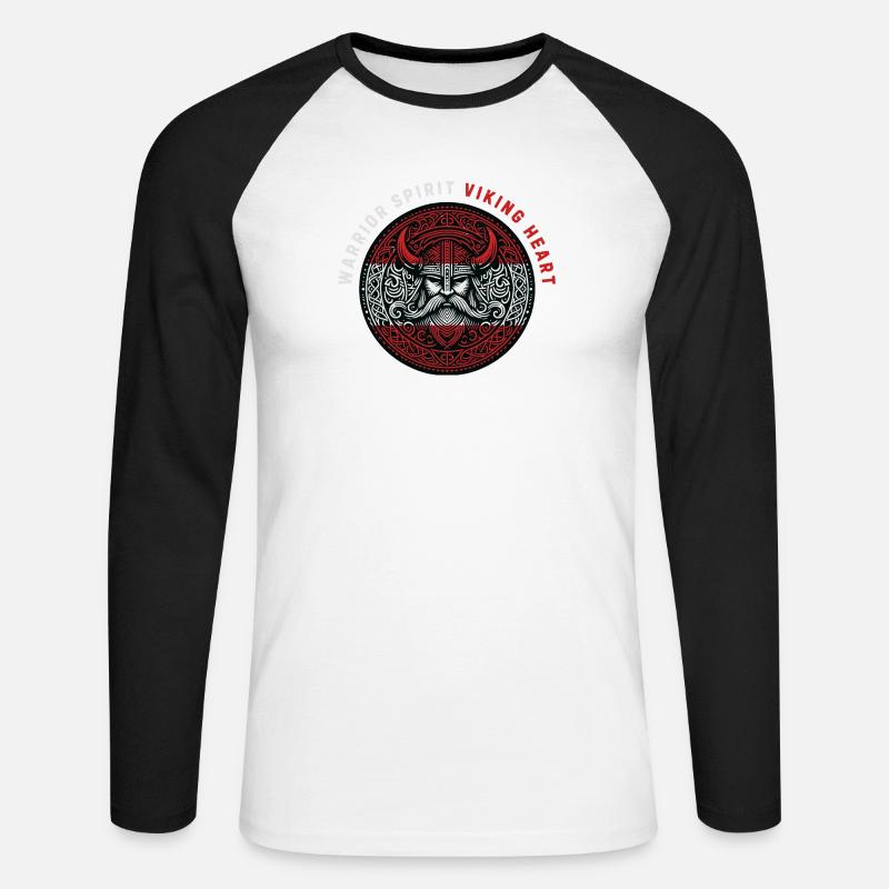 Kriegergeist, Wikingerherz - Unisex Baseballshirt langarm - Weiß/Schwarz