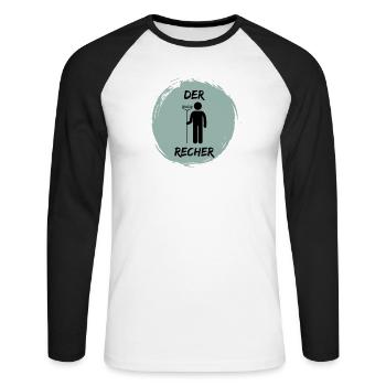 DerRecher - Unisex Baseballshirt langarm - Weiß/Schwarz - Vorne - Nik (191cm)