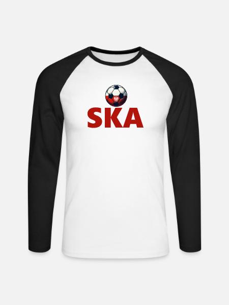 Polnischer Fußball - Unisex Baseballshirt langarm - Weiß/Schwarz