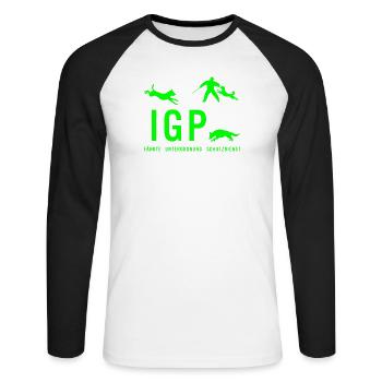 IGP Hundesport - Gruen - Unisex Baseballshirt langarm - Weiß/Schwarz - Vorne - Nik (191cm)