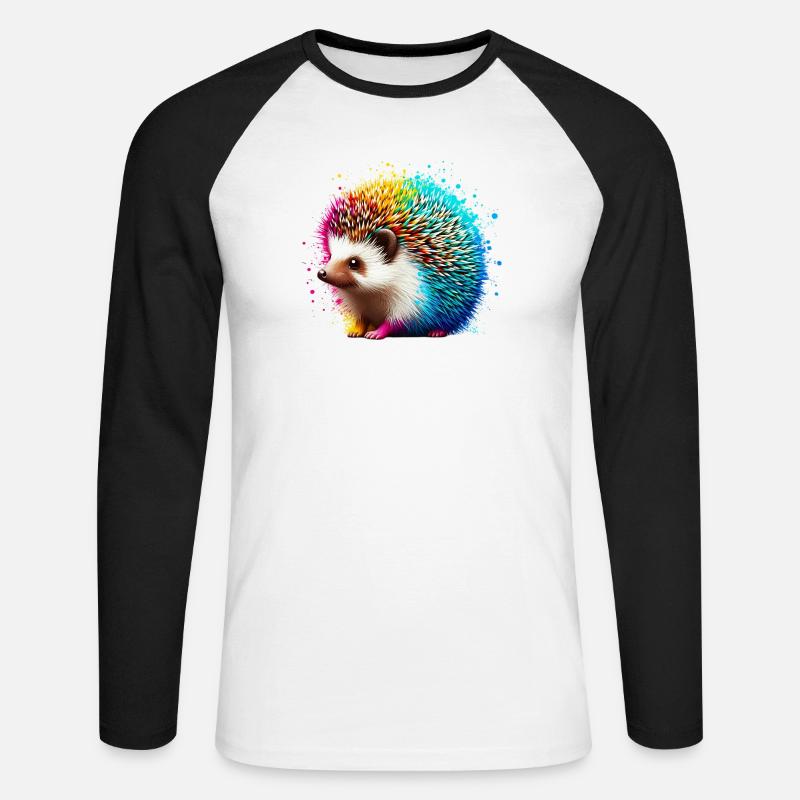 Igel - Unisex Baseballshirt langarm - Weiß/Schwarz