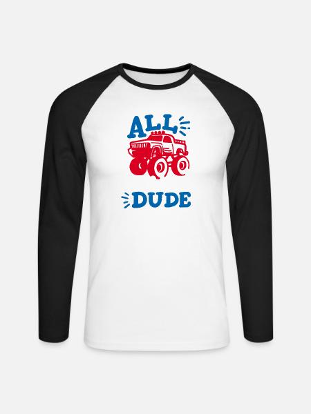 Monster Truck - Unisex Baseballshirt langarm - Weiß/Schwarz