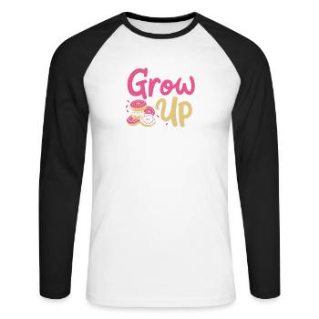 Donuts Donut-Liebhaber - Unisex Baseballshirt langarm - Weiß/Schwarz - Vorne - Nik (191cm)