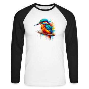 Martin-pêcheur - T-shirt baseball manches longues Homme - blanc/noir - Devant - Nik (191cm)