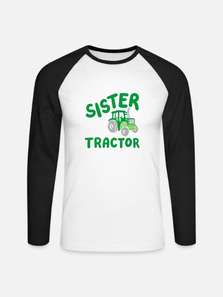 Traktor Schwester Landwirtschaft - Unisex Baseballshirt langarm - Weiß/Schwarz
