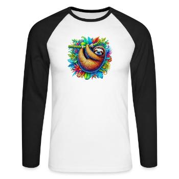 Paresse - T-shirt baseball manches longues Homme - blanc/noir - Devant - Nik (191cm)