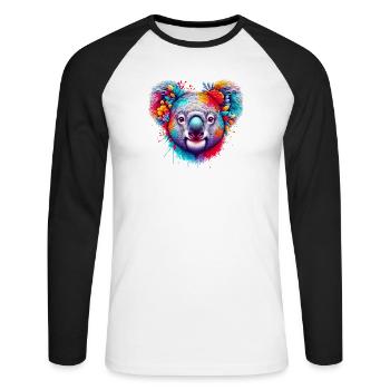 Koala - T-shirt baseball manches longues Homme - blanc/noir - Devant - Nik (191cm)