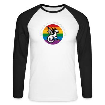 Lgbt-Drache - Unisex Baseballshirt langarm - Weiß/Schwarz - Vorne - Nik (191cm)