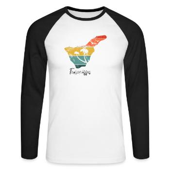 Teneriffa Karte Umriss Kanaren Urlaub vintage - Unisex Baseballshirt langarm - Weiß/Schwarz - Vorne - Nik (191cm)