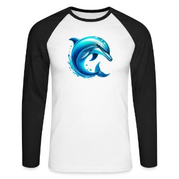 Delfin - Unisex Baseballshirt langarm - Weiß/Schwarz - Vorne - Nik (191cm)