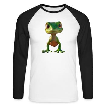Gecko Lézard Reptile Geckos Lézard Iguane Gekko - T-shirt baseball manches longues Homme - blanc/noir - Devant - Nik (191cm)