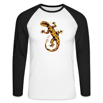 Salamanders, newts, tailed amphibians, fire salamanders - Unisex Long Sleeve Baseball T-Shirt - white/black - Front - Nik (191cm)