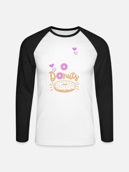 Donut Spruch - Unisex Baseballshirt langarm - Weiß/Schwarz
