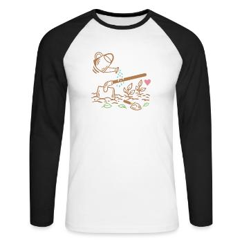 Gartenarbeit Gärtner - Unisex Baseballshirt langarm - Weiß/Schwarz - Vorne - Nik (191cm)