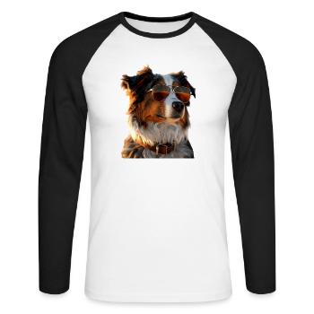 Australian Shepherd Dog Lover Cute Aussie - Unisex Long Sleeve Baseball T-Shirt - white/black - Front - Nik (191cm)