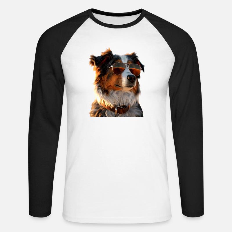 Australian Shepherd Hunde Liebhaber Süßer Aussie - Unisex Baseballshirt langarm - Weiß/Schwarz