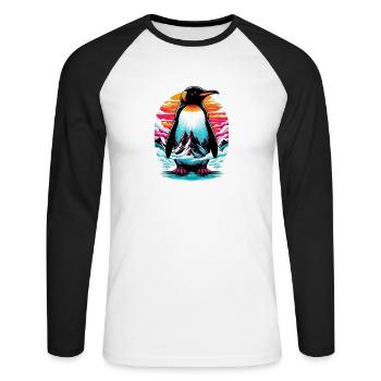 Pingouin - T-shirt baseball manches longues Homme - blanc/noir - Devant - Nik (191cm)