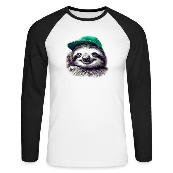 Paresse - T-shirt baseball manches longues Homme - blanc/noir - Devant - Nik (191cm)