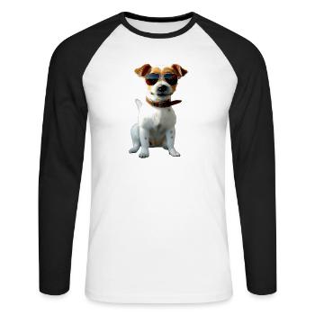 Jack Russell Terrier Dog Lover Jack Russell's - Unisex Long Sleeve Baseball T-Shirt - white/black - Front - Nik (191cm)
