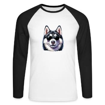 Cool husky with sunglasses - Unisex Long Sleeve Baseball T-Shirt - white/black - Front - Nik (191cm)