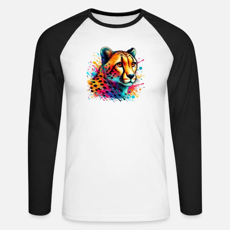 Gepard - Unisex Baseballshirt langarm - Weiß/Schwarz