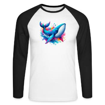 Baleine - T-shirt baseball manches longues Homme - blanc/noir - Devant - Nik (191cm)