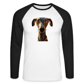 Windhund Hundeliebhaber Jagdhund Liebe Greyhound - Unisex Baseballshirt langarm - Weiß/Schwarz - Vorne - Nik (191cm)