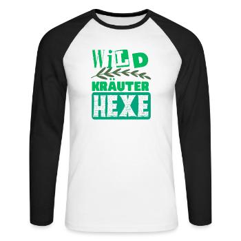 Mama Wildkräuter Hexe Kräuter Design - Unisex Baseballshirt langarm - Weiß/Schwarz - Vorne - Nik (191cm)