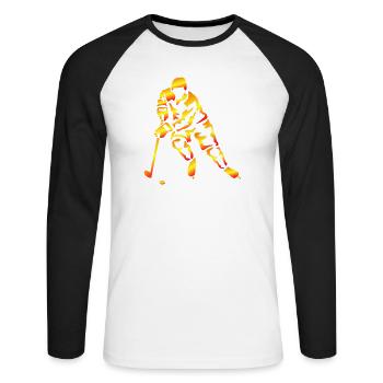 Eishockey Flammenhockey Silhouette - Unisex Long Sleeve Baseball T-Shirt - white/black - Front - Nik (191cm)